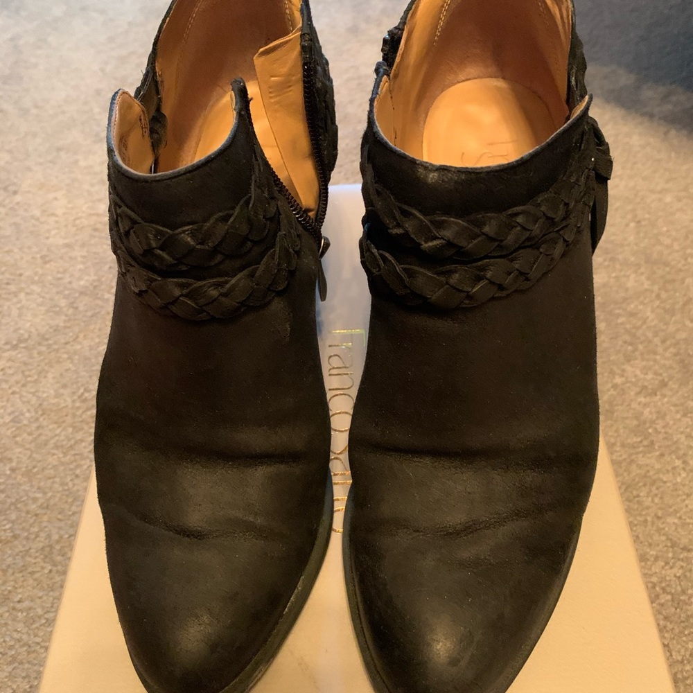 Black wedge booties.